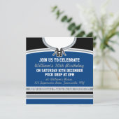 Hockey Jerseyをテーマにしたパーティー招待状テンプレート、青 招待状 (スタンド正面)