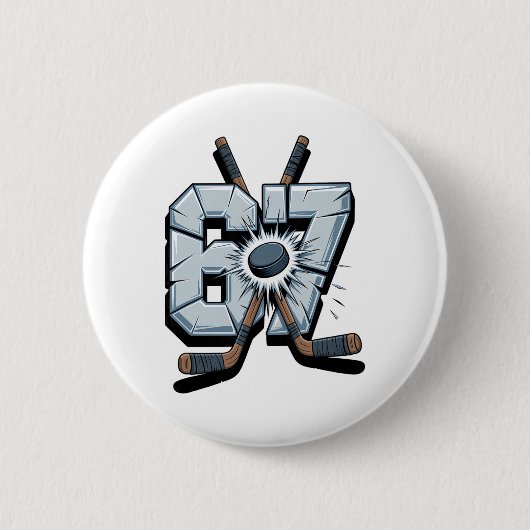 Hockey Meme Six Seven 6 7 67 Hockey Meme  缶バッジ (正面)