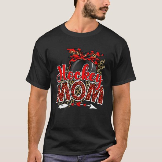 Hockey Mom Mama Mother s Day Leopard Sport Mom Mam Tシャツ (正面)