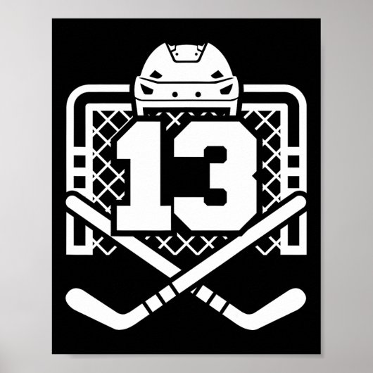 Hockey Number 13 Jersey Funny Hockey Player Game D ポスター (正面)
