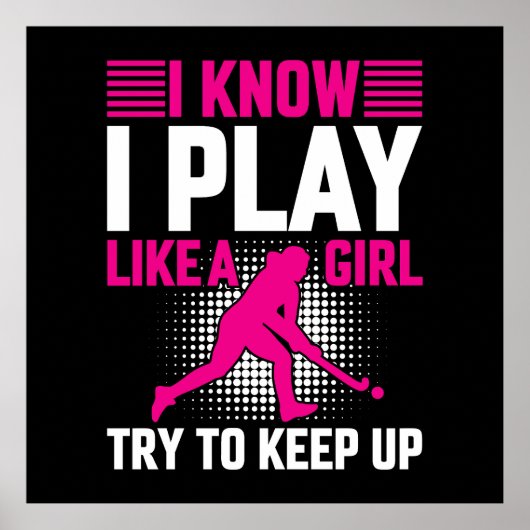 Hockey Play Like a Girl Ceramic ポスター (正面)