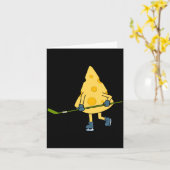 Hockey Player Cute Cheese Hobby Sports Performance カード (黄色い花)