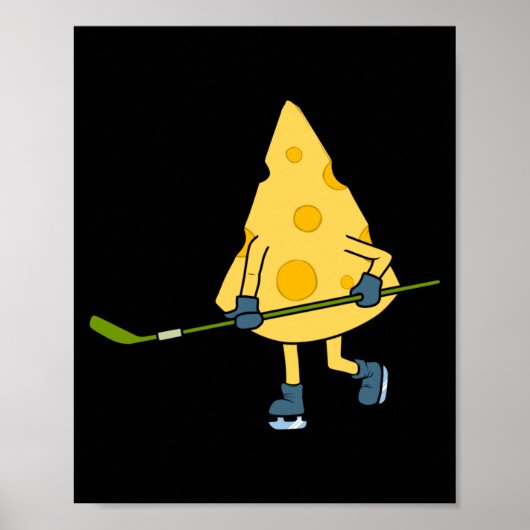 Hockey Player Cute Cheese Hobby Sports Performance ポスター (正面)