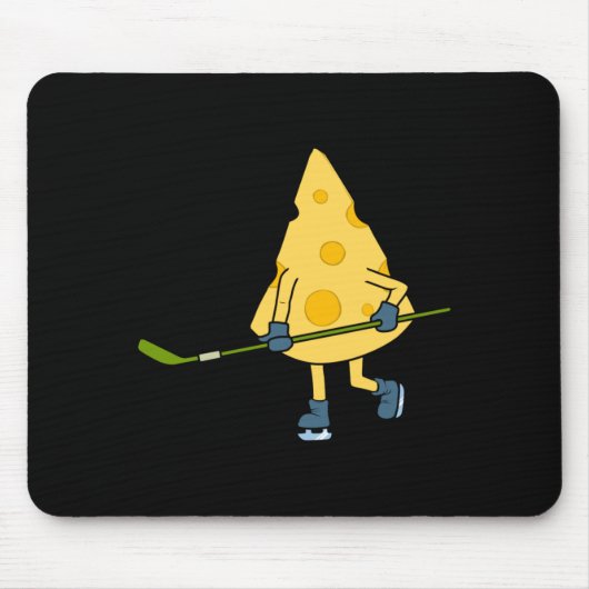 Hockey Player Cute Cheese Hobby Sports Performance マウスパッド (正面)