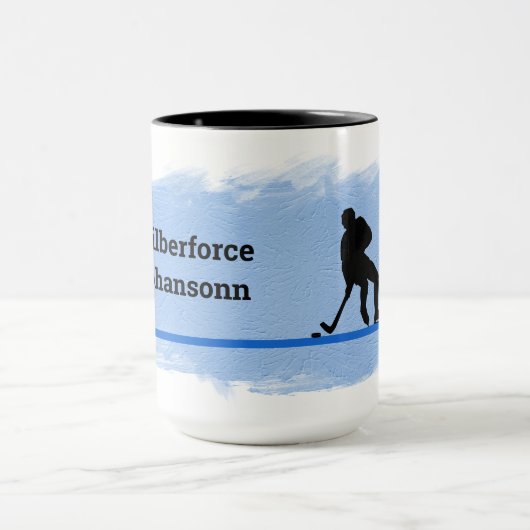 Hockey - Player Silhouette and Puck Personalize マグカップ (中央)