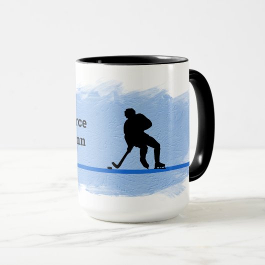 Hockey - Player Silhouette and Puck Personalize マグカップ (正面右)