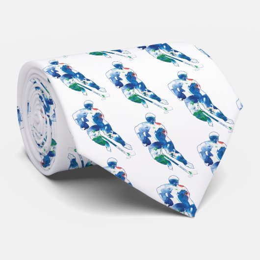 Hockey Player Watercolor ネクタイ (ロール)