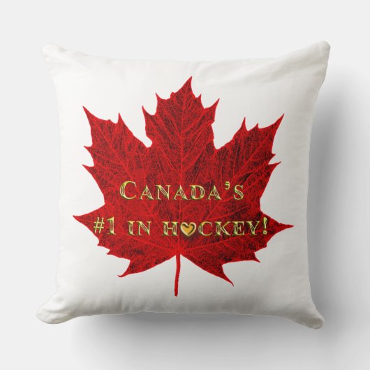 Hockey-Red Maple Leafのカナダ#1 クッション (正面)