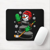Hockey Santa Hat Snowman Xmas Funny Hockey Lover C マウスパッド (マウス)