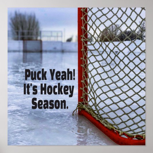 Hockey Season Ice Cold Funny Humor Puck ポスター (正面)