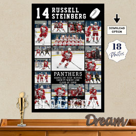 Hockey Senior Graduation 18 Photo Collage ポスター