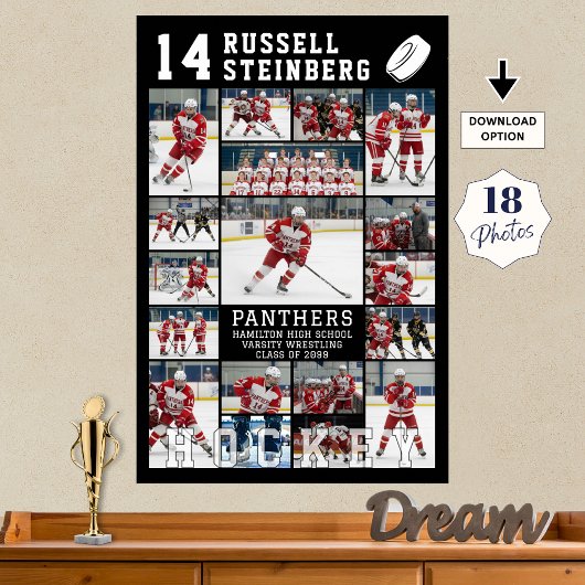 Hockey Senior Graduation 18 Photo Collage ポスター