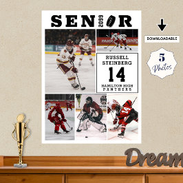 Hockey Senior Night 5 Photo Collage ポスター