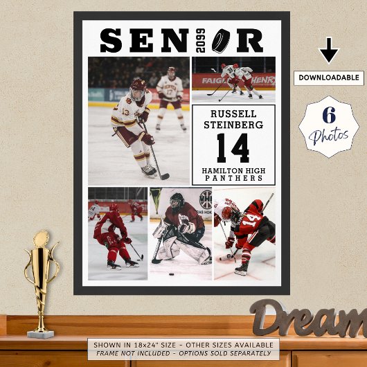 Hockey Senior Night 5 Photo Collage ポスター