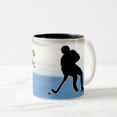 Hockey sport with Player Silhouette personalized ツートーンマグカップ (正面右)
