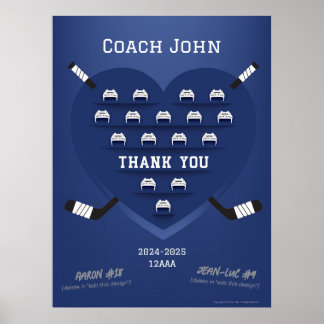Hockey Thank You Coach Manager – チーム署名 ポスター