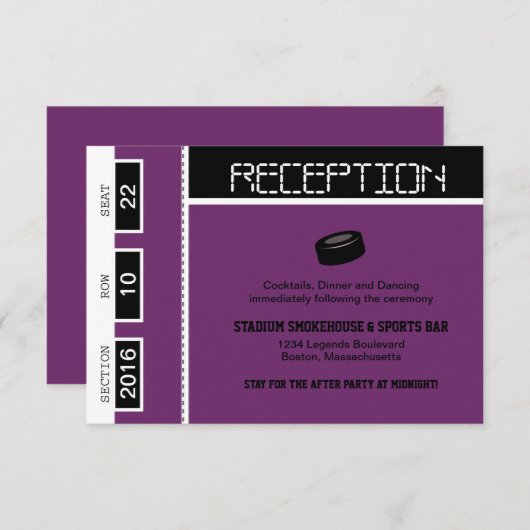 Hockey Ticket Wedding Reception 招待状 (正面/裏面)