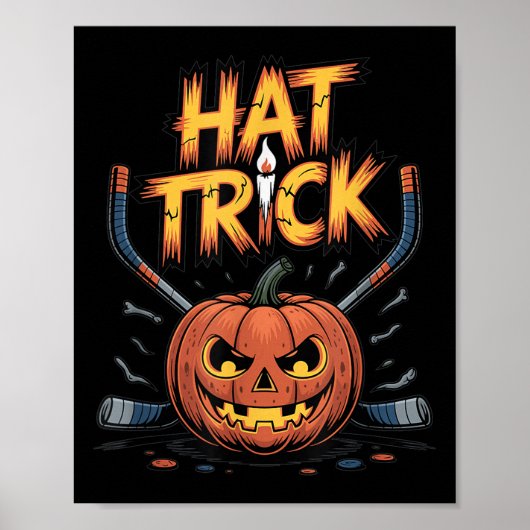 Hockey Trick Halloween Soky Pumpkin Ice Hockey Hal ポスター (正面)