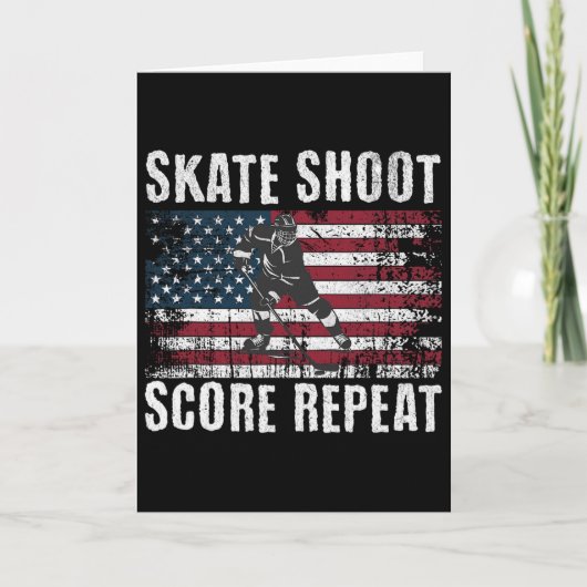 Hockey Usa American Flag Funny Fourth Of July Hock カード (正面)