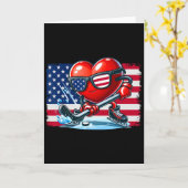 Hockey Valentines Day Valentine Us Flag Sungles Pa カード (黄色い花)