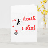 Hockey Valentines Stealing Hearts Like I Steal Puc カード (黄色い花)