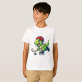 Hockeysaurus Dinosaur Ice Hockey Trex Kids Boys Ic Tシャツ (正面フル)