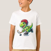 Hockeysaurus Dinosaur Ice Hockey Trex Kids Boys Ic Tシャツ (正面)
