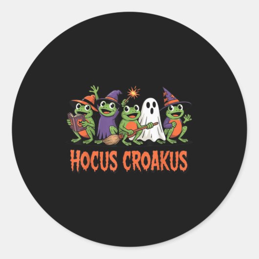 Hocus Croakus Frog Halloween Magic Spell Funny Wit ラウンドシール (正面)