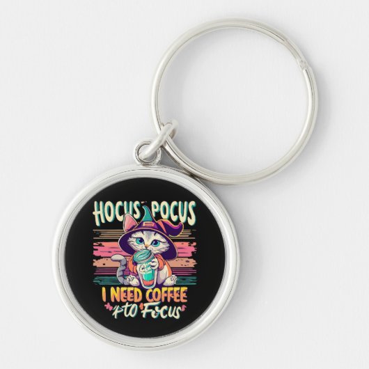 Hocus Focus - コーヒー飲まなきゃ集中できない キーホルダー (正面)