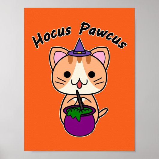 Hocus Pawcus - ジンジャー+タビー猫 - 黒文字 ポスター (正面)