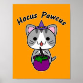 Hocus Pawcus - Gray Tabby Cat 書 - Black's ポスター (正面)
