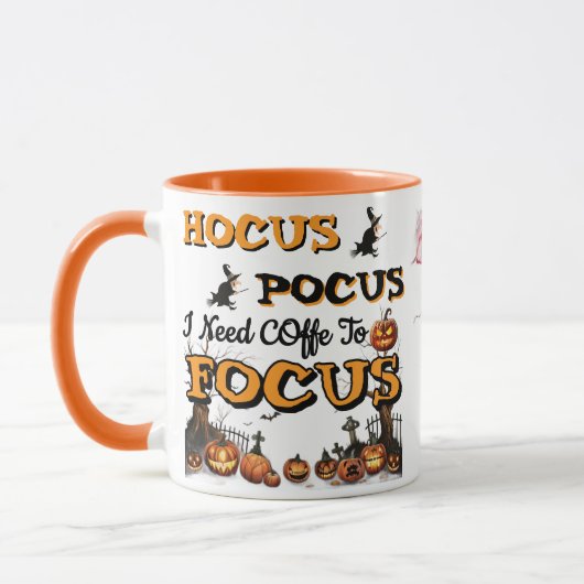 Hocus Pocus コーヒーがあれば集中できる おもしろハロウィン マグカップ (左)