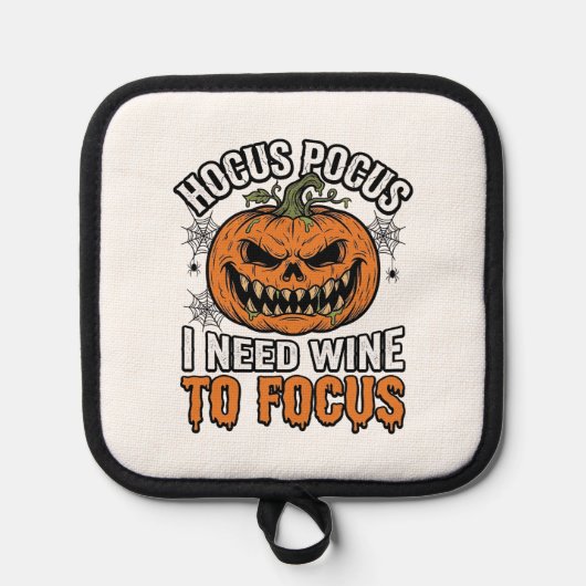 Hocus Pocus ワイン パンプキン ハロウィン Tシャツ デザイン_1 鍋敷き (正面)