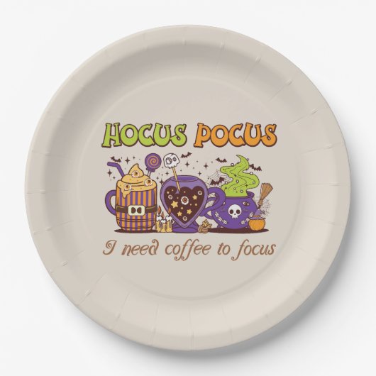 Hocus Pocus – 集中するにはコーヒーが必要 ペーパープレート (正面)
