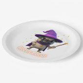 Hocus Pocus Cute Halloween Pug Paper Plate ペーパープレート (アングル)
