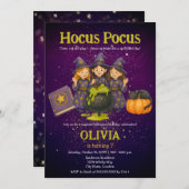 Hocus Pocus Halloween Birthday Party 招待状 (正面/裏面)