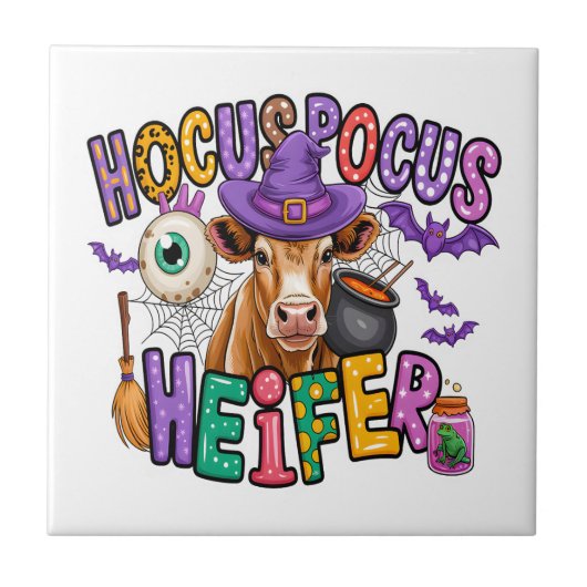 Hocus Pocus Heifer Halloween Cow タイル (正面)