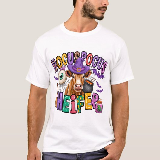 Hocus Pocus Heifer Halloween Cow Tシャツ (正面)