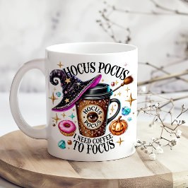 "Hocus Pocus I Need Coffee" Funny Witchy  ジャンボコーヒーマグカップ
