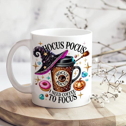 "Hocus Pocus I Need Coffee" Funny Witchy  ジャンボコーヒーマグカップ