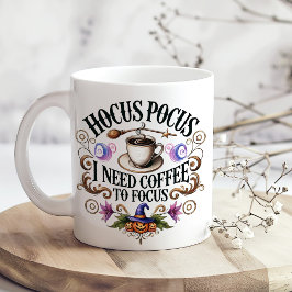 "Hocus Pocus I Need Coffee" Funny Witchy  ジャンボコーヒーマグカップ