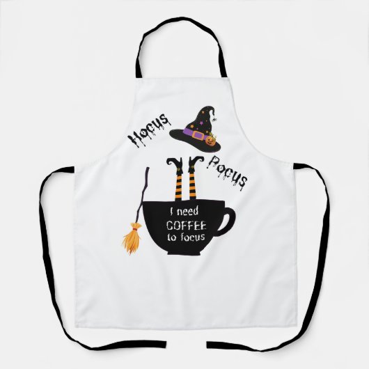 Hocus Pocus I Need Coffee to Focus Halloween Eprom エプロン (正面)