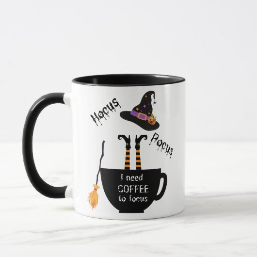 Hocus Pocus I Need Coffee to Focus Halloween Mug マグカップ (左)
