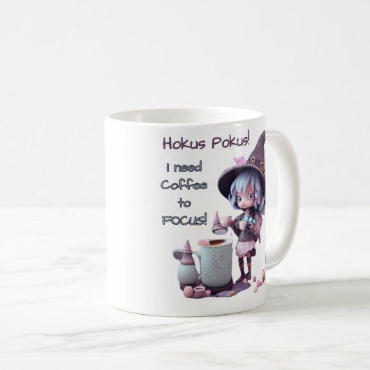 Hocus Pokus焦点を合わせるにはコーヒーが必要!マグ コーヒーマグカップ (正面右)