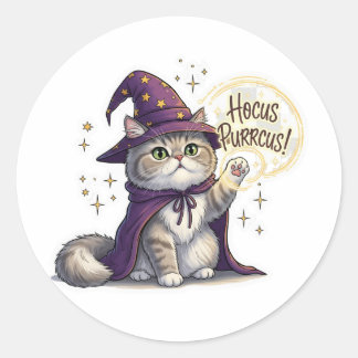 Hocus Purrcus Persian – 面白いハロウィーン猫 ラウンドシール