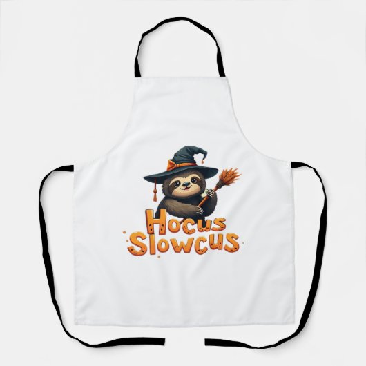 Hocus Slowcus Sloth loversハロウィーンの衣装ティーE エプロン (正面)