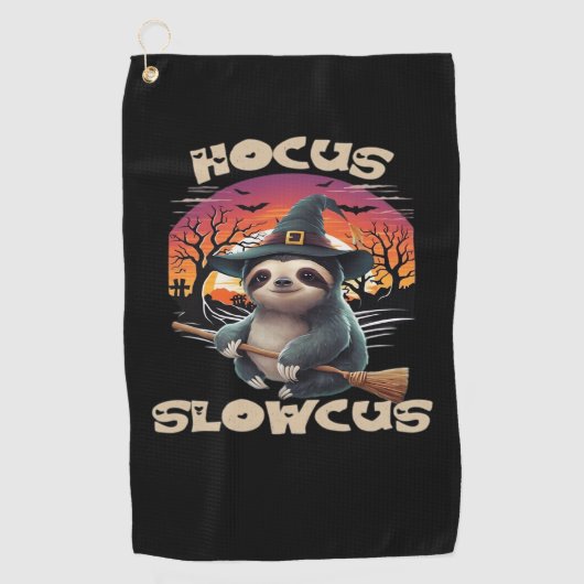 Hocus Slowcus Sloth loversハロウィーンの衣装ティーE ゴルフタオル (正面)