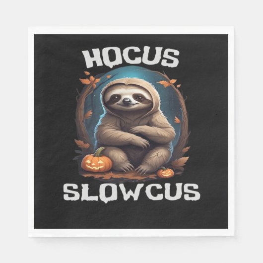 Hocus Slowcus Sloth loversハロウィーンの衣装ティーE スタンダードランチョンナプキン (正面)
