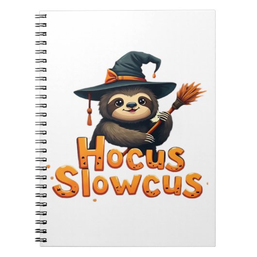 Hocus Slowcus Sloth loversハロウィーンの衣装ティーE ノートブック (正面)