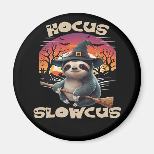 Hocus Slowcus Sloth loversハロウィーンの衣装ティーE マグネット (正面)